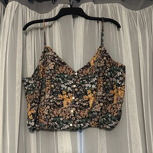 American Eagle Outfitters Black and Yellow Floral Camisole